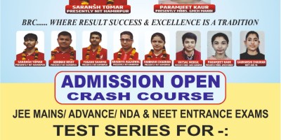 BRC Institute Nahan Himachal Pradesh JEE NEET NDA coaching institute results and admissions poster